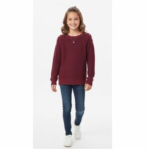 The Children’s Place Burgundy Lace-Up Shoulder Knit Sweater‎ 5/6